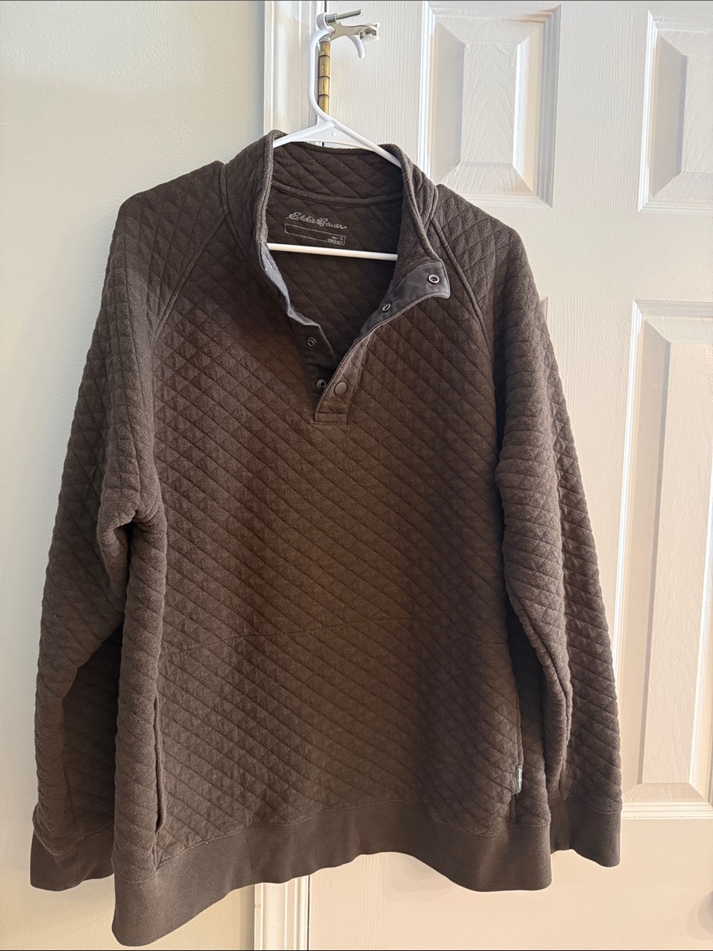 Eddie Bauer Brown Quilted Zip-Up Sweater Pullover